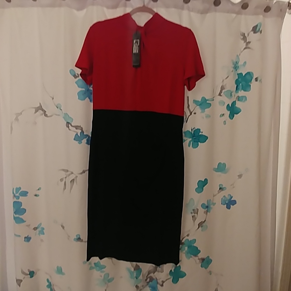 New with tags- Black and Red Mid Length Dress